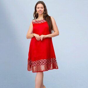 Red Silk Knee-Length Dress for Elegant Events | Muvvas Boutique